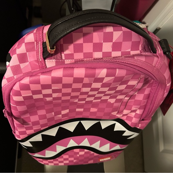 Sprayground Pink Checkered Shark Backpack - Picture 3 of 6